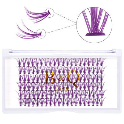Picture of Cluster Lashes Purple-20D-0.07D-16 B&Q LASH Colored Individual Lashes Eyelash Clusters Extensions Individual Eyelash Extensions DIY Lash Extensions at Home (Purple,20D-0.07D-16)