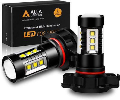 Picture of Alla Lighting Bright 5201 DRL PS19W 5202 LED Fog Lights Bulbs PS24WFF 12085C1, 6000K Xenon White Fog Lamps Replacement 3200 Lumens Upgrade