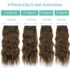 Picture of KooKaStyle Clip in Synthetic Hair Extensions Long Wavy 4PCS Thick Hairpieces Chestnut Brown Fiber Double Weft Natural Hair Extensions 24 Inch for Women