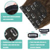 Picture of KooKaStyle Clip in Synthetic Hair Extensions Long Wavy 4PCS Thick Hairpieces Chestnut Brown Fiber Double Weft Natural Hair Extensions 24 Inch for Women