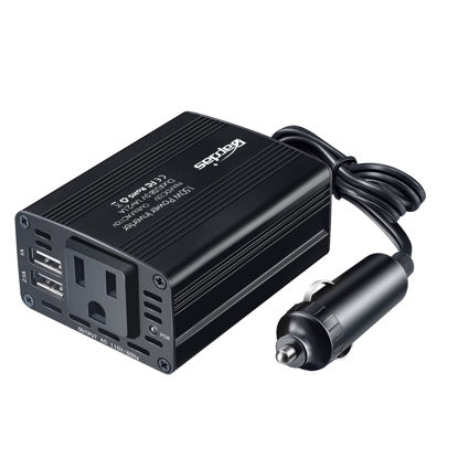Picture of Bapdas 150W Car Power Inverter DC 12V to 110V AC Car Converter with 3.1A Dual USB Car Adapter-Black