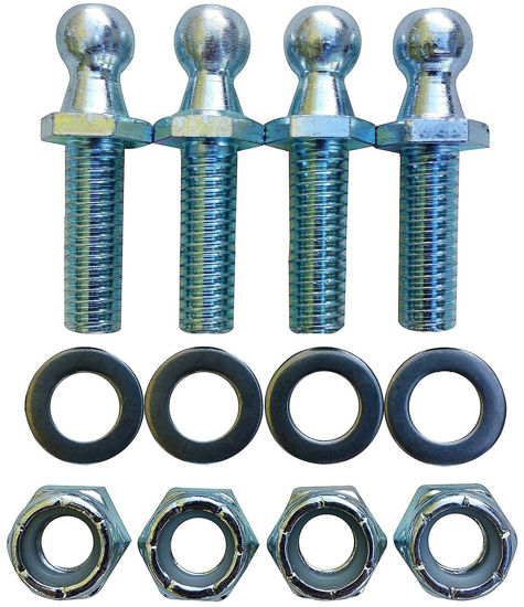 Picture of (4 Pack) 10mm Ball Studs With Hardware - 5/16-18 Thread x 1" Long Shank - Gas Lift Support Strut Fitting