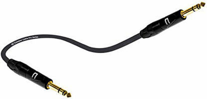 Picture of 1/4 Inch TRS to 1/4 Inch TRS Cable - 1 Feet Black - 1/4" (6.35mm) Stereo Balanced Male to Male Connector for Powered Speakers, Audio Interface or Mixer for Live Performance & Recording
