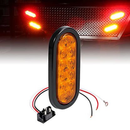 Picture of 6" Amber Oval LED Trailer Tail Light [DOT FMVSS 108] [SAE I6] [Grommet & Plug Included] [IP67 Waterproof] [Park & Turn Signal] Marine Trailer Lights for Boat Trailer RV Trucks