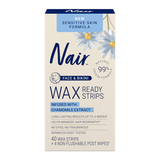 GetUSCart Nair Sensitive Ready Wax Strips, Face & Bikini, 40 ct