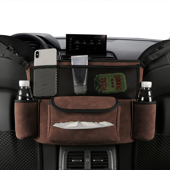 JEYODA Car Handbag Holder Between Seats Suede Large Capacity Car Purse  Holder Automotive Consoles & Organizers for Document Phone Storage Car