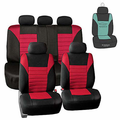 Picture of FH Group Automotive Car Seat Covers Full Set Premium 3D Air Mesh Red and Black Seat Covers, Airbag Compatible and Split Bench Cover Universal Fit Interior Accessories for Cars Trucks and SUVs