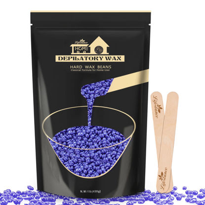 Picture of Lifestance Hard Wax Beans Hair Removal Kit, 1lb Large Refill Stripless Waxing Beans for Women Men Waxing Depilatory Violet Pearl Wax Beads