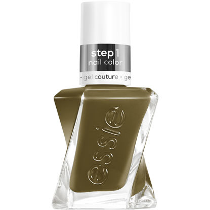 Picture of essie Gel Couture Long-Lasting Nail Polish, 8-Free Vegan, Pattern Play, Olive Green, Fab Totally Plaid, 0.46 Ounce