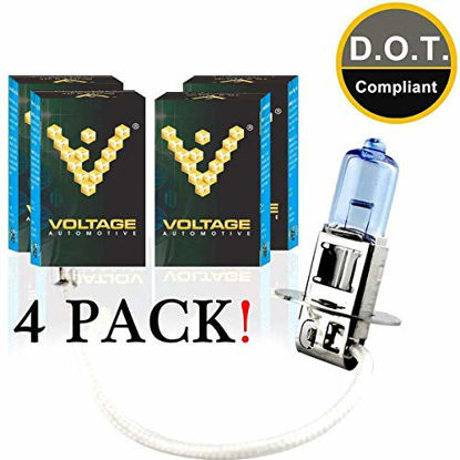 Picture of Voltage Automotive H3 Headlight Bulb Polarize White Replacement - Professional Upgrade Fog Light Bulb (4 Pack)