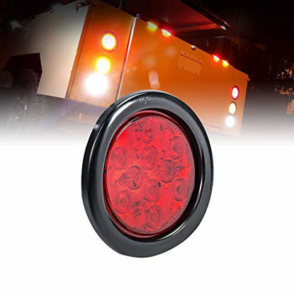 Picture of 4" Round Red LED Trailer Tail Lights [DOT Certified] [Grommet & Plug Included] [IP67 Waterproof] Turn Stop Brake Trailer Lights for RV Trucks