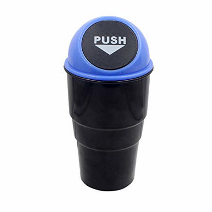 Picture of Yolu Car Trash Can Mini Auto Garbage Can Automotive Waste Storage Cute Vehicle Trash Bins Common Use for Auto Car, Home, Office, Bathroom, Kitchen, Living Room, Study, Dinning Room Etc. Blue