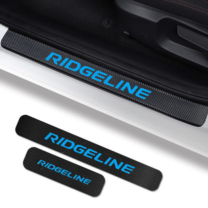 Picture of 4Pcs Car Door Sill Protector for Honda Ridgeline Accessories Fit for Ridgeline 2005-2021, Carbon Fiber Leather Door Sill Sticker,Reflective Automotive Door Entry Guard,Decoration Door Sill Scuff Plate