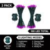 Picture of 100 Counts Halloween LED Purple Green String Lights Total 34.6ft ,Battery Operated 2 Sets of 50-Count 17.3ft Purple Wire String Lights with 8 Modes for Indoor and Outdoor, Holiday Halloween Decoration