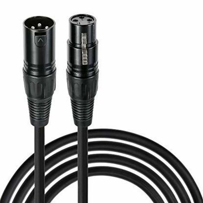 Picture of XLR Microphone Cable XLR Male to Female 15 ft Mic Cord 24AWG Pure Copper Wire Core Soft Wear Resistant Patch Extension Cables