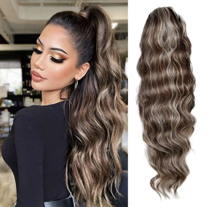 Picture of KETHBE Ponytail Hair Extensions Clip in Hair Ponytail Hair Piece Heat Resistant Synthetic Hair Extension for Women (4H613)