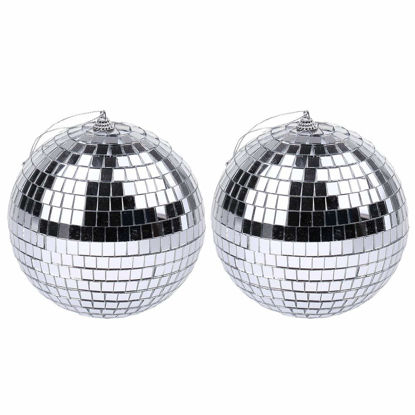 Picture of Boshen 2 Pack 6" Disco Mirror Ball with Hanging Ring Silver Party Disco Ball Light for Party Xmas DJ Stage Lighting Effect