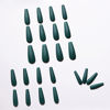 Picture of 24 Pcs Coffin Press on Nails Long, Sunjasmine Fake Nails Glue on Nails, Matte False Nails with Glue, Acrylic Nails for Women and Girls (Dark Green)
