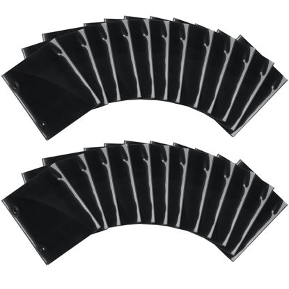 Picture of 24 Pieces Flip Folder Pages Flip Folio Marching Band Musical Flip Folder with 2 Holes 7.5 x 6.3 Inches PVC Waterproof Window Pages for Holding Sheet Music Files (Black, Double Available)