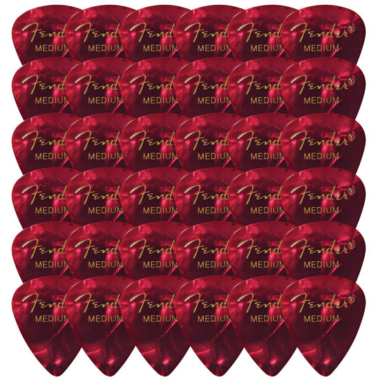 Picture of Fender Premium Celluloid 351 Shape Picks, Medium, Red Moto - 36 Pack