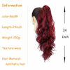 Picture of KETHBE 24 Inch Long Body Wave Ponytail hair Extension Synthetic Heat Resistant Wrap Around Drawstring Curly Wavy Ponytail Hairpieces for Women(Red)