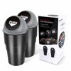 Picture of YIOVVOM Car Garbage Can with Lid, Leakproof Vehicle Automotive Cup Holder Car Trash Can , Small Trash Bin for Automotive Office Home Kitchen, Bedroom Set of 2 (Gray)