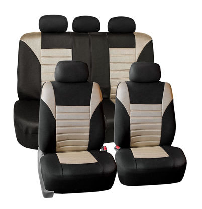Picture of FH Group Car Seat Covers Full Set Beige 3D Air Mesh - Universal Fit, Automotive Seat Covers, Low Back Seat Cover, Airbag Compatible, Split Bench Rear Seat, Washable Car Seat Cover for SUV, Sedan