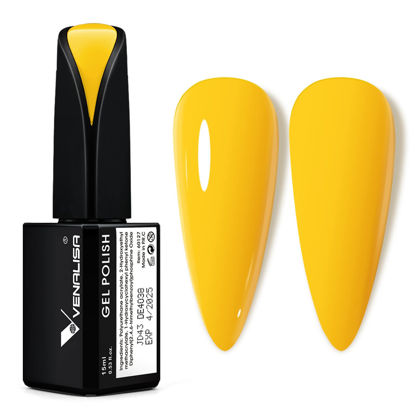 Picture of VENALISA 15ml Gel Nail Polish, Summer Yellow Color Soak Off UV LED Nail Gel Polish Nail Art Starter Manicure Salon DIY at Home, 0.53 OZ