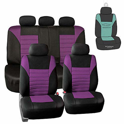 Picture of FH Group Automotive Car Seat Covers Full Set Premium 3D Air Mesh Purple and Black Seat Covers, Airbag Compatible and Split Bench Cover Universal Fit Interior Accessories for Cars Trucks and SUVs