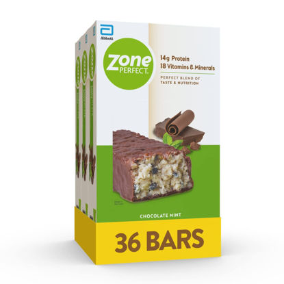Picture of Zone PERFECT Protein Bars, Chocolate Mint, 14g of Protein, Nutrition Bars With Vitamins & Minerals, Great Taste Guaranteed, 36 Bars