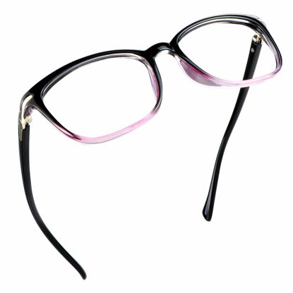 Picture of LifeArt Blue Light Blocking Glasses, Anti Eyestrain, Computer Reading Glasses, Gaming Glasses, TV Glasses for Women Men, Anti Glare (Black Purple, 1.50 Magnification)