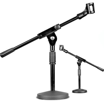 Picture of 5 Core Adjustable Desk Microphone Stand Pair, Extra Weighted Base with Soft Grip Twist Clutch, Boom Arm with Non-Slip Mic Clip, for all Mic, Kick Drums, Guitar Amps MSSB 2PCS
