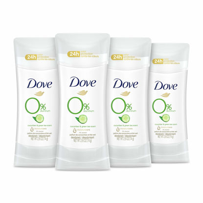 Picture of Dove 0% Aluminum Deodorant 24 Hours Odor Protection Cucumber and Green Tea with ¼ Moisturizers and 0% Alcohol, 2.6 Ounce (Pack of 4)