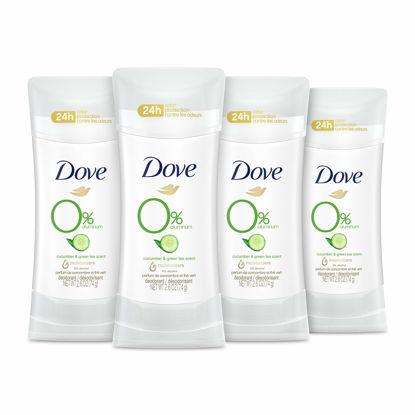 Picture of Dove 0% Aluminum Deodorant 24 Hours Odor Protection Cucumber and Green Tea with ¼ Moisturizers and 0% Alcohol, 2.6 Ounce (Pack of 4)