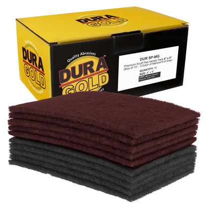 Picture of Dura-Gold Premium 6" x 9" Scuff Pads, 5 Each Maroon General Purpose & 5 Each Gray Ultra Fine - Scuffing, Scouring, Sanding, Paint Primer Prep Adhesion Scratch - Surface Preparation Automotive Autobody