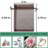 Picture of TheDisplayGuys 48-Pack 2" x 2-3/4" Brown Sheer Organza Gift Bags with Drawstring, Jewelry Candy Treat Wedding Party Favors Mesh Pouch