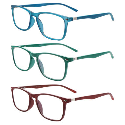Picture of 3 Pack Progressive Multifocus Reading Glasses for Men Women Blue Light Blocking Spring Hinges Computer Readers (3 Mix C3,1.50)