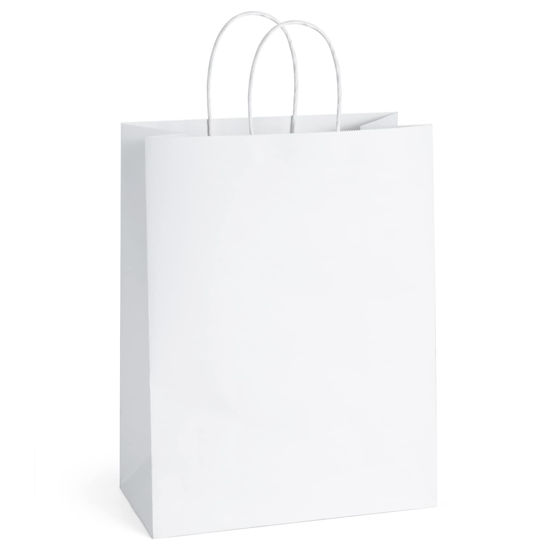 Picture of BagDream Paper Bags 10x5x13 50Pcs White Kraft Paper Gift Bags, Shopping Bags, Merchandise Bags, Retail Bags, Party Favor Bags, Gift Bags with Handles Bulk, 100% Recyclable Paper Bags
