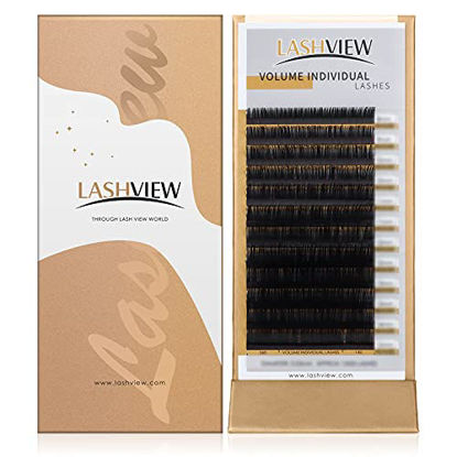 Picture of LASHVIEW 0.07 Thickness D Curl 17mm Silk Individual Lash Extensions Soft Application for Professional Salon Use Semi-permanent Volume Faux Mink Eyelash Extensions Pure Korean Silk lashes