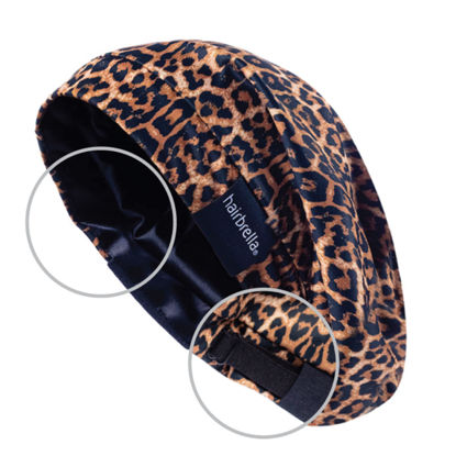 Picture of Hairbrella Satin Lined Sleep Cap - Sleeping Caps for Women to Protect Hair, Adjustable, Satin Band Edge, Silk Bonnet Leopard