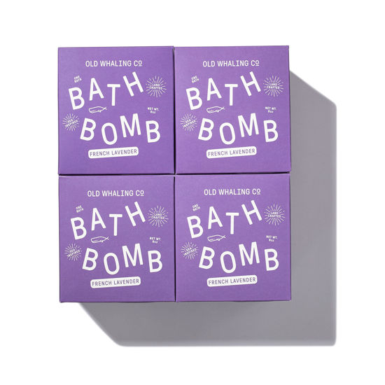 Picture of Old Whaling Co French Lavender Bath Bomb - Set of 4 - Handmade Bath Soak with Epsom Salts - Cleansing, Soothing and Moisturizing Fizz - Lavender, Mountain Heather and Rose Scent, 8 oz