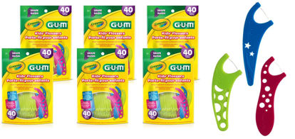Picture of GUM - 10070942303108 Crayola Kids' Flossers, Grape, Fluoride Coated, Ages 3+, 40 Count (Pack of 6)