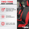 Picture of BDK UltraSleek Red Seat Covers for Cars Full Set, Two-Tone Front Seat Covers with Matching Back Seat Cover, Stylish Car Seat Protectors with Split Bench Design, Automotive Interior Covers