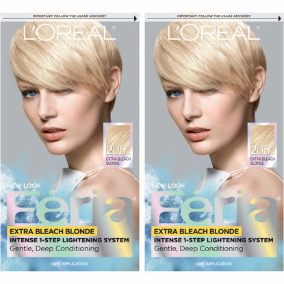 Picture of L'Oreal Paris Feria Multi-Faceted Shimmering Permanent Hair Color, 205 Bleach Blonding (Extra Bleach Blonde), Pack of 2, Hair Dye