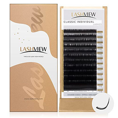 Picture of LASHVIEW 0.20 Thickness C Curl 17mm Silk Mink Fake Eyelash Extensions Natural Thick Lashes Semi-Permanent Individual Eyelashes Application for Professional Salon Use