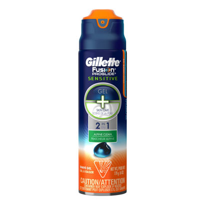 Picture of Gillette Fusion ProGlide Sensitive 2 in 1 Shave Gel, Alpine Clean, 6 Ounce (Pack of 6)