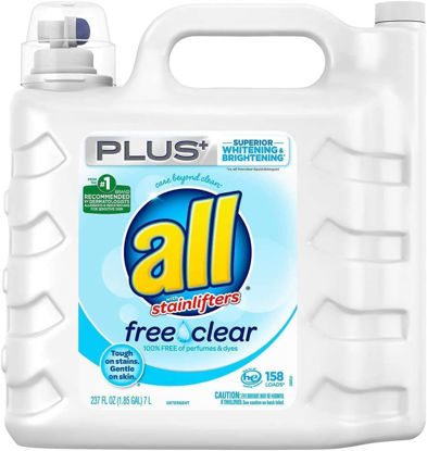 Picture of all Liquid Laundry Detergent, Free Clear for Sensitive Skin, (Free Clear, 237 Fluid Ounces)