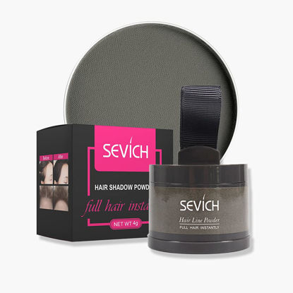 Picture of Instantly Hairline Shadow - SEVICH Hairline Powder, Quick Cover Grey Hair Root Concealer, Eyebrows & Beard Line, Hair Root Touch Up for Thinning Grey Hairline, Windproof&Sweatproof, Grey