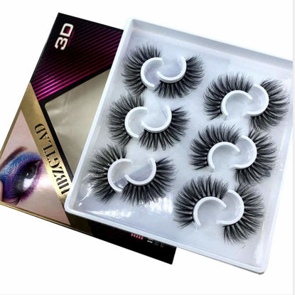 Picture of HBZGTLAD 5pairs/6 Pairs Fluffy False Eyelashes Natural Faux Mink Strip 3D Lashes Pack (MDF-16)