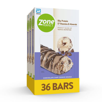Picture of ZonePerfect Protein Bars, 17 vitamins & minerals, 10g protein, Nutritious Snack Bar, Chocolate Chip Cookie Dough, 36 Count